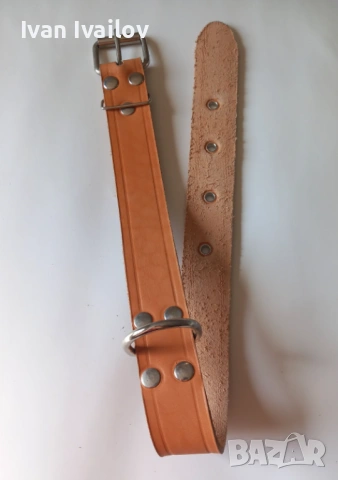 Натурален кожен нашийник (Керемида) – 3.5 см широк / 65 см дължина, снимка 2 - За кучета - 54144010