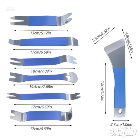 Комплект Инструменти за демонтаж на щипки, клипсове, кори, 7 части, снимка 2 - Аксесоари и консумативи - 54131345