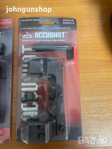 Accushot Medium Profile 30mm – Едроцялен монтаж за стандартни оптики, снимка 2 - Оборудване и аксесоари за оръжия - 54449163