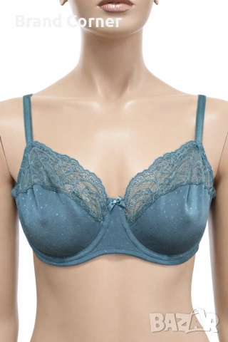 Комплект дамско бельо Hunkemöller – сутиен 90C и бикини XL, тюркоазено-син цвят с дантела, снимка 2 - Бельо - 54516764