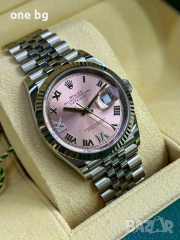 Rolex Datejust Silver Pink Roman Dial Ladies , снимка 2 - Луксозни - 55074216