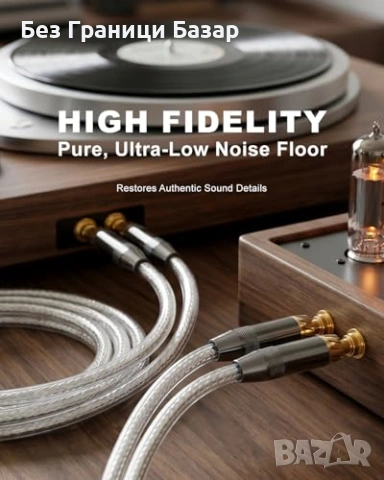 Нови Hi-Fi RCA аудио кабел 1.8 м 2 броя за усилвател саундбар субуфер сребърно ядро 24K позлата, снимка 7 - Други - 55153057