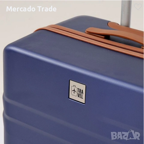 Куфар ръчен багаж за пътуване Mercado Trade, 33л., С колелца, Тъмносин, снимка 4 - Куфари - 54704626