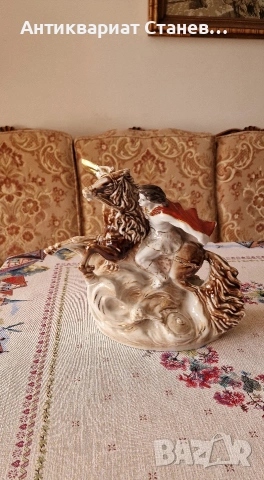 🔥 УНИКАЛНА ГОЛЯМА ПОРЦЕЛАНОВА СТАТУЕТКА – „ДАВИД САСУНСКИ“ 🔥