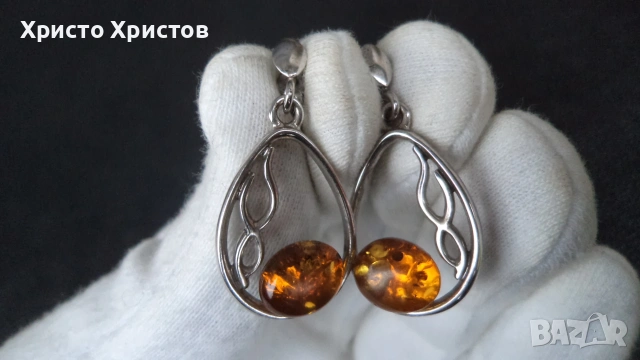 Сребърен 925 проба нов бутиков комплект с кехлибари, снимка 5 - Бижутерийни комплекти - 55138225