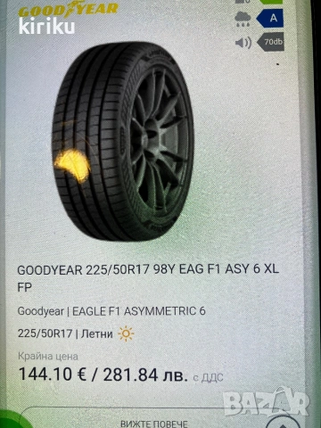 Летни гуми 225/50/17 дот 24г.летни good year , снимка 13 - Гуми и джанти - 54076986
