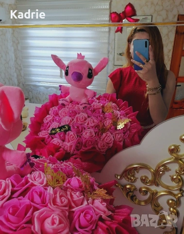 вечен букет с стич 51🌹, снимка 2 - Подаръци за жени - 54917124