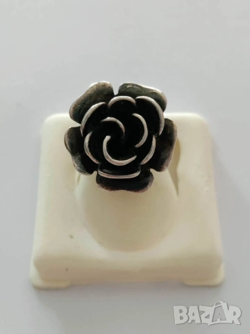 Сребърен пръстен роза, снимка 2 - Пръстени - 54204786