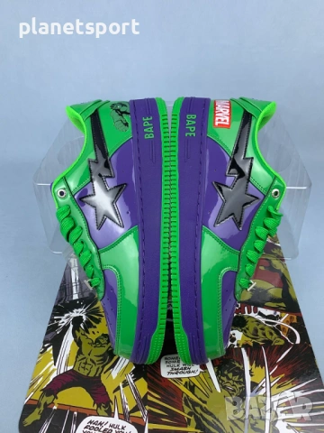 Marvel x BAPE Bapesta "Hulk" – Premium Streetwear Collector Edition | Размери 36-46, снимка 2 - Маратонки - 54669971