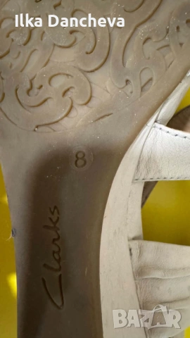 Дамски бежови сандали от естествена кожа  Clarks. , снимка 3 - Дамски ежедневни обувки - 54738701