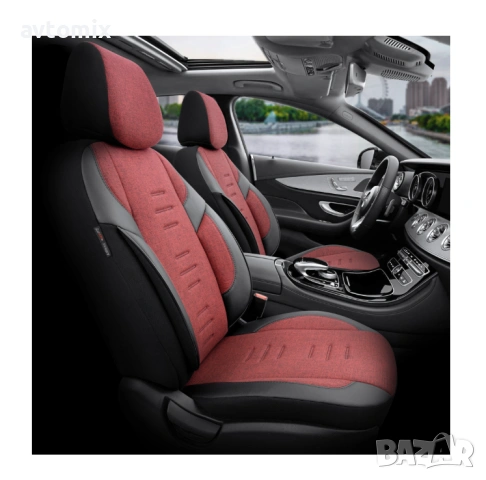 Луксозна тапицерия OTOM текстил с еко кожа THRONE Design – Червено-черна с черен шев, снимка 2 - Аксесоари и консумативи - 54362195