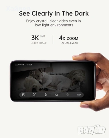 Нова CZEview 3K 5MP вътрешна камера за видеонаблюдение, снимка 6 - HD камери - 54195946