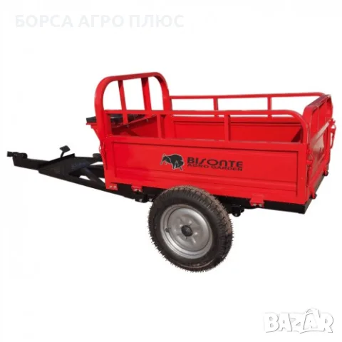 BISONTE BTA-500R Ремарке за мотокултиватор 500 кг 125x80x50 см 4x12 Ново, снимка 2 - Ремаркета - 55595797