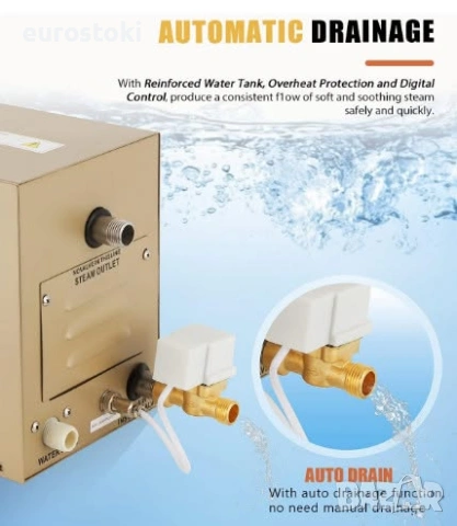 Парогенератор за сауна Hanchen 3KW CE 220V, за 3 m³, 35-55℃, цифров контролен панел. Висока работна , снимка 8 - Друго оборудване - 54874853