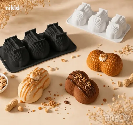 3D 3 Фъстъка Фъстък плодов десерт мус шоколад сладкиш силиконов молд формакорпусни десерти, снимка 6 - Форми - 55318978