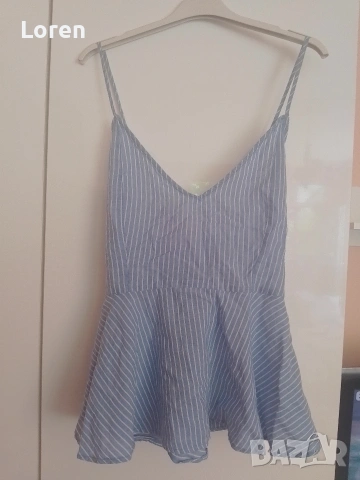 *💜💮Gina tricot*💜💮Ефирно памучно потниче на бели и сини раета