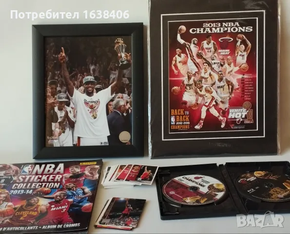  лот NBA – Албум Panini 2013-14 + Стикери + Рамки Miami Heat & Леброн Джеймс + DVD/B