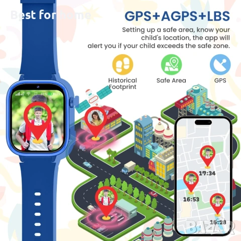 AKUMAKA Детски смарт часовник 4G Детски смарт часовник с GPS и видео разговори Гласов чат SOS , снимка 5 - Детски - 54267285