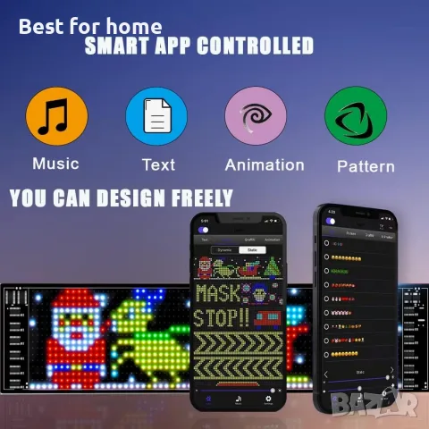LED матричен панел Bluetooth APP Control USB 5V гъвкав LED екран превъртащ се текстов шаблон , снимка 3 - Друга електроника - 55603953