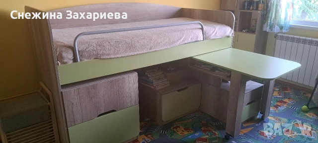 Детско - юношеско легло с бюро + матрака, снимка 3 - Мебели за детската стая - 55194878