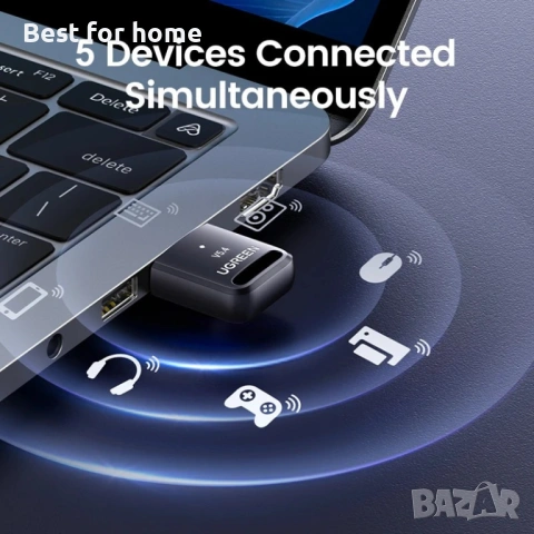 Ugreen USB Bluetooth 5.4 безжичен адаптер-приемник за компютър, снимка 5 - Друга електроника - 54573073