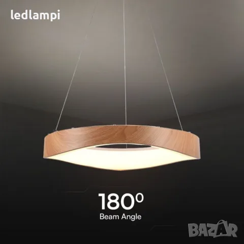 LED Полилей 25W Дизайн Дърво + Бяло Тяло Ф500mm Топло Бяла Светлина, снимка 3 - Полилеи - 40073201