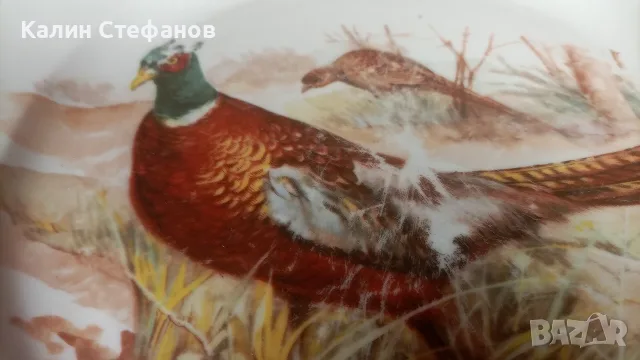 Голяма салатна порцеланова чиния с ловни мотиви, снимка 3 - Колекции - 55664188