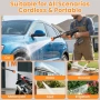 Безжична водоструйка Flouritech 21V Max, 1200 PSI с 2 батерии, маркуч и дюзи за почистване на автомо, снимка 5