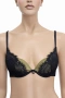 Елегантен сутиен Hunkemöller с маслиненозелен сатен и деликатна черна дантела - Размер 75B, снимка 1