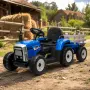 Детски акумулаторен трактор с ремарке 12V – 2x25W, MP3, Bluetooth, до 30 кг, син, снимка 1