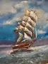 Картина "Ветроход в бурно море", снимка 2