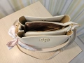 Нова дамска кожена чанта PUAFELI LY94 beige бежово кремаво еко кожа златна раница дръжки презрамки, снимка 8