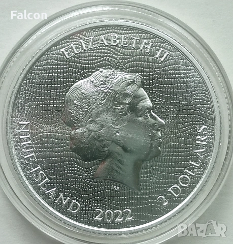 1 Оz / 2 NZD Niue 2022 / Welsh Dragon - Heraldic Series, снимка 2 - Нумизматика и бонистика - 54570780