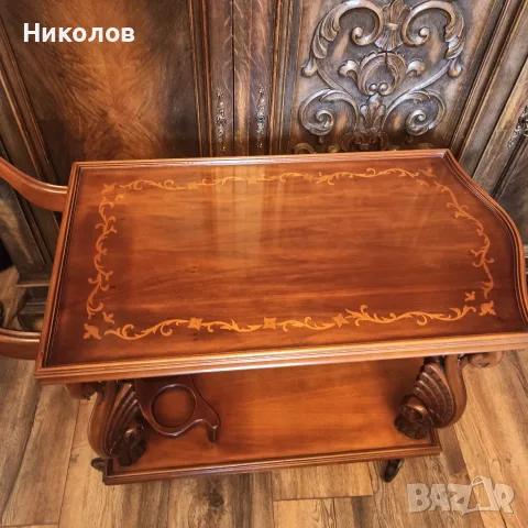 Коктейлна количка с лебеди, снимка 2 - Антикварни и старинни предмети - 55503006