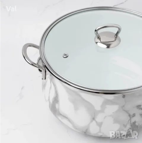 Тенджера Goldmann GM 8017-20W, 22/24 Емайл, Индукция, Бял/ Мрамор, снимка 4 - Съдове за готвене - 55340408