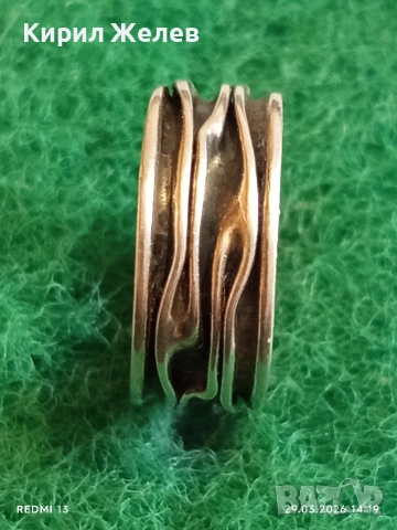 Дизайнерски сребърен пръстен тип халка Ретро Арт бижу 52907, снимка 2 - Пръстени - 54014504