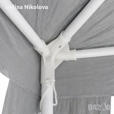 Градински PVC Павилион 3x3 м Сив – Водоустойчива Шатра с Прозорци и Странични Стени, снимка 4 - Градински мебели, декорация  - 55405830