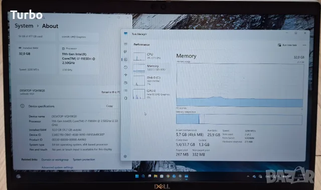 15.6' IPS Dell Latitude 5521 Intel Core i7-11850H/32GB DDR4/512GB/Бат.4ч., снимка 6 - Лаптопи за работа - 55680439