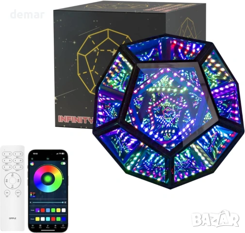 RGBW Infinity Mirror LED лампа с дистанционно и APP контрол (умно осветление)