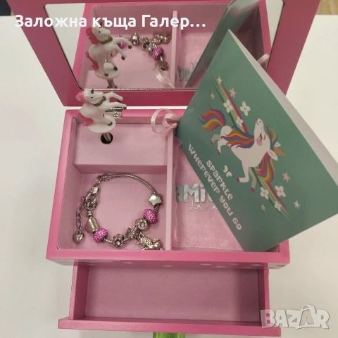 Музикална кутия за бижута с чекмедже „Еднорог и дъга“ – нова, снимка 6 - Музикални играчки - 55239841