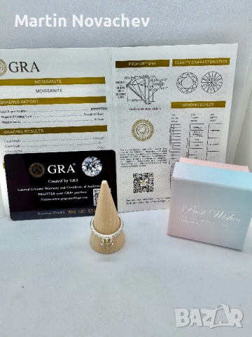 Сребърен пръстен с мойсанит (Диамант) 1 карат, снимка 2 - Пръстени - 54118112