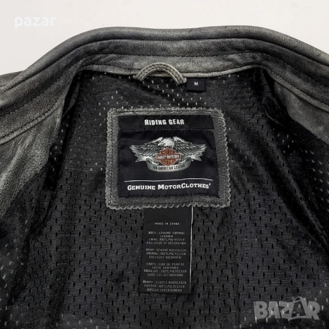 Harley Davidson Spencer Оригинално Кожено Яке Износен Захабен Изцапан Ефект M, снимка 9 - Якета - 54152917