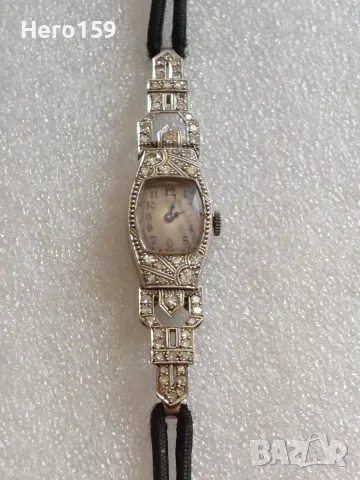 Прекрасно бижу за дамите.Стар антикварен часовник марка Longines,платина и диаманти/1929 год., снимка 2 - Дамски - 55449457
