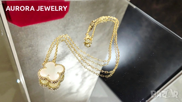 Van Cleef & Arpels VCA Gold Mother of Pearl Vintage Alhambra Clover Дамско Колие, снимка 2 - Колиета, медальони, синджири - 54639394