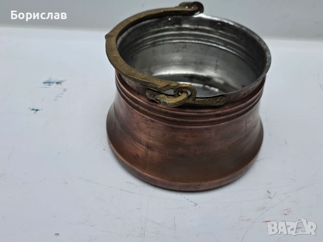 Малко, бакърено менче - котле, снимка 5 - Антикварни и старинни предмети - 55138506
