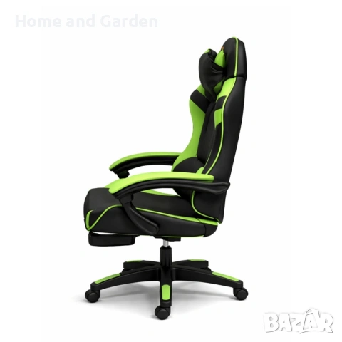 Ергономичен геймърски стол с масажна функция и поставка за крака, PU екокожа, снимка 3 - Столове - 54026709