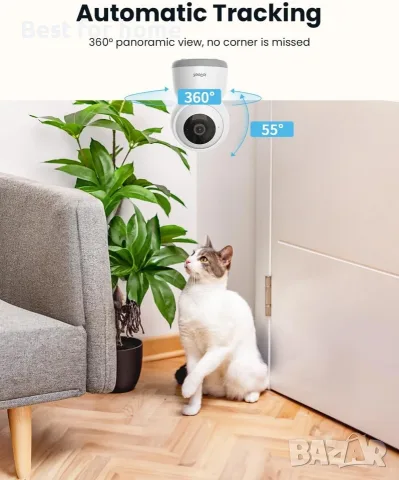 ieGeek 2.4g/5g WiFi охранителна камера за вътрешен монтаж, 5MP кабелна CCTV IR камера, SD карта, снимка 4 - IP камери - 55557247