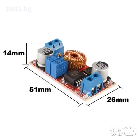 DC-DC Step-Down конвертор XL4015 5A с регулиране на напрежение и ток (CC/CV) 10394, снимка 4 - Друга електроника - 54692013