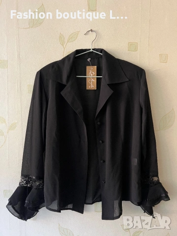 Нова с етикета черна ефирна риза с дантелен акцент на китките 🖤 Размери M , L , XL и XXL 🖤, снимка 5 - Ризи - 54621542