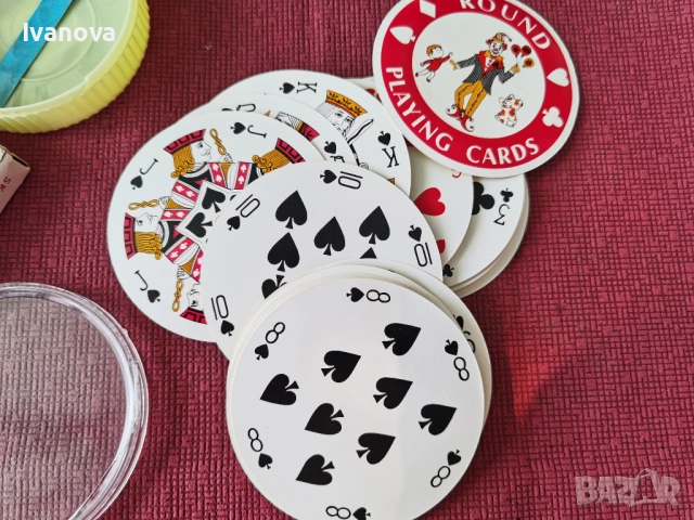 Кръгли карти за покер, белот и др, снимка 2 - Карти за игра - 54502953